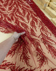 Underwater Forest - Wine Beaded Fern Lace - Photo 1
