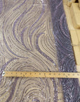 Crystal Lines - Muted Amethyst - Lace, Dusty Purple Sequin & Beaded Wave Mesh, Elegant Art Deco Overlay for Dresses, Sleeves, Trains |