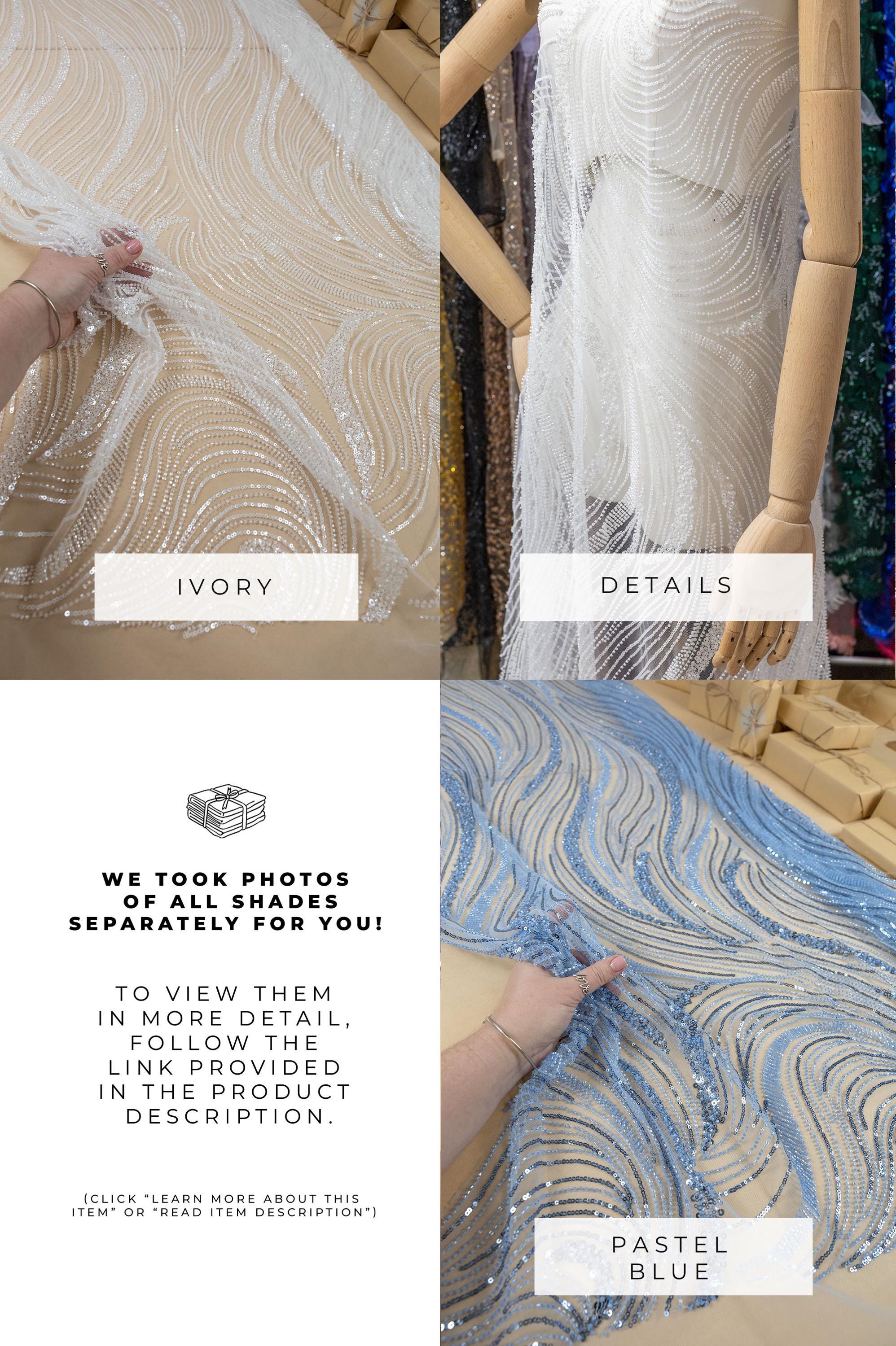Crystal Lines - Emerald Green - Currents Lace, Geometric Wave Sequin Beaded Mesh for Statement Gown, Luxury Overlays, Performance Wear |