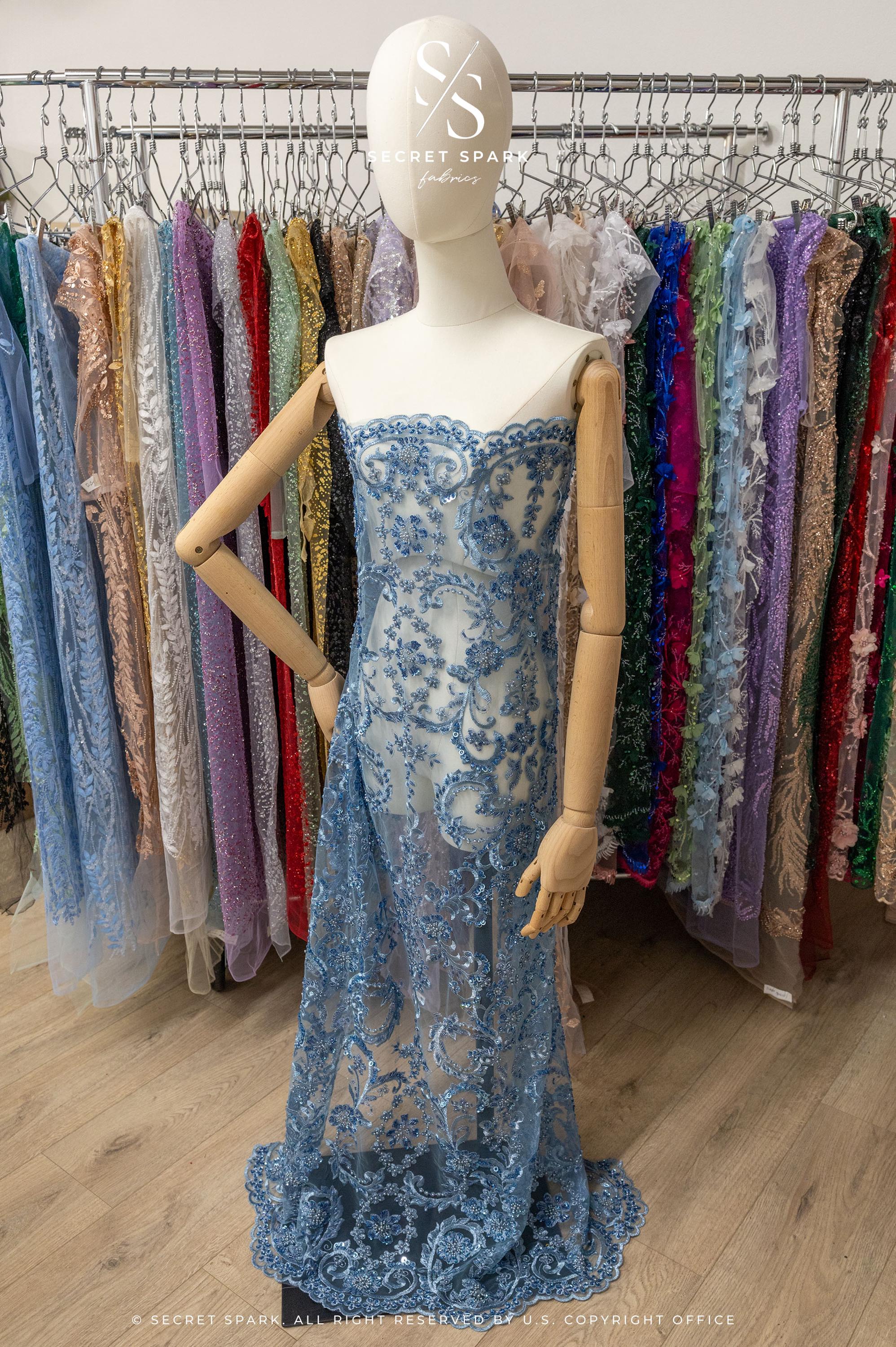 Royal Garden - Dusty Blue Baroque Floral Lace - Photo 3