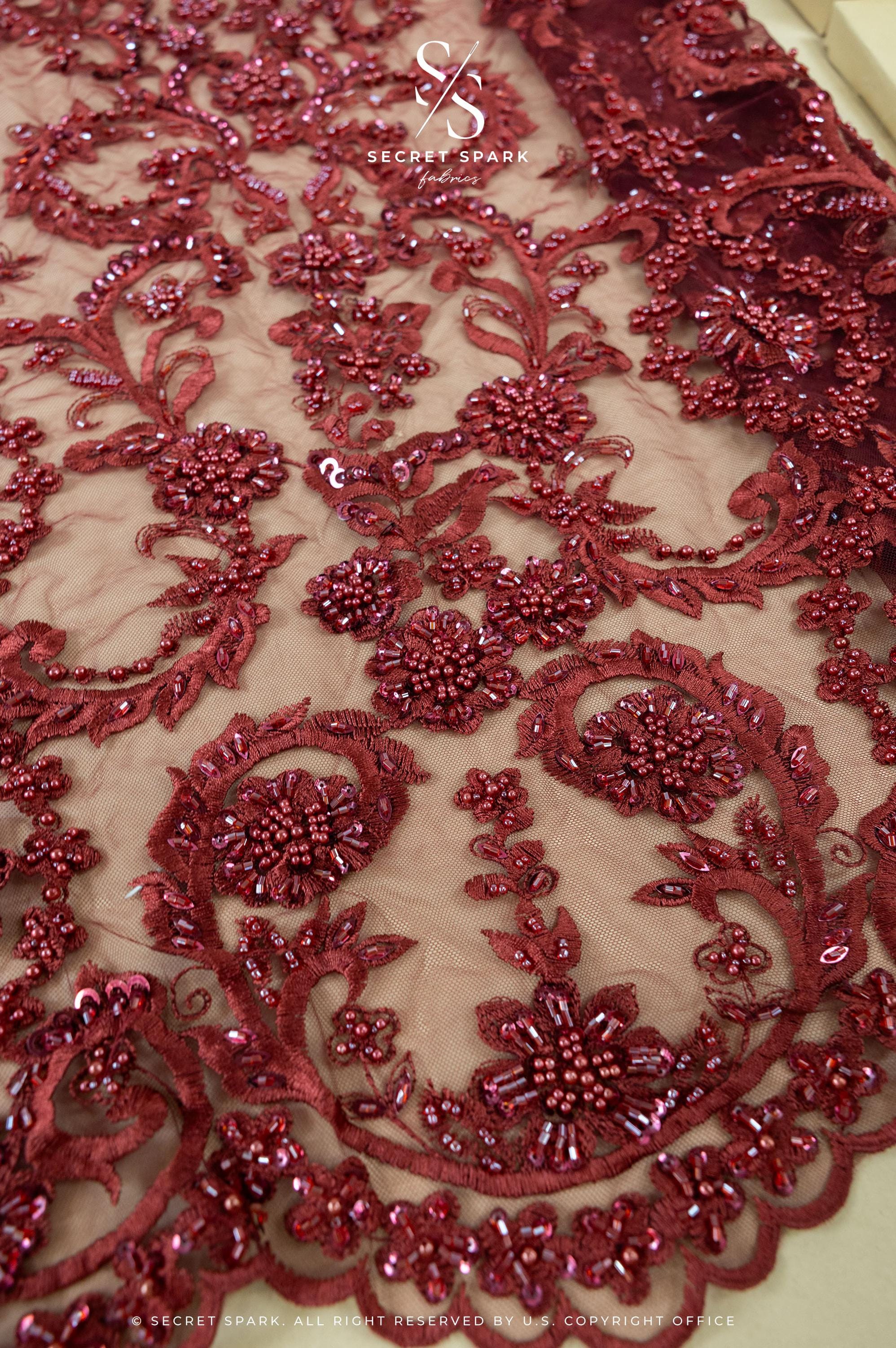 Royal Garden - Wine Red Baroque Floral Lace - Photo 5