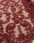 Royal Garden - Wine Red Baroque Floral Lace - Photo 5