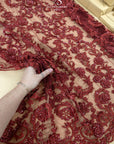 Royal Garden - Wine Red Baroque Floral Lace - Photo 1