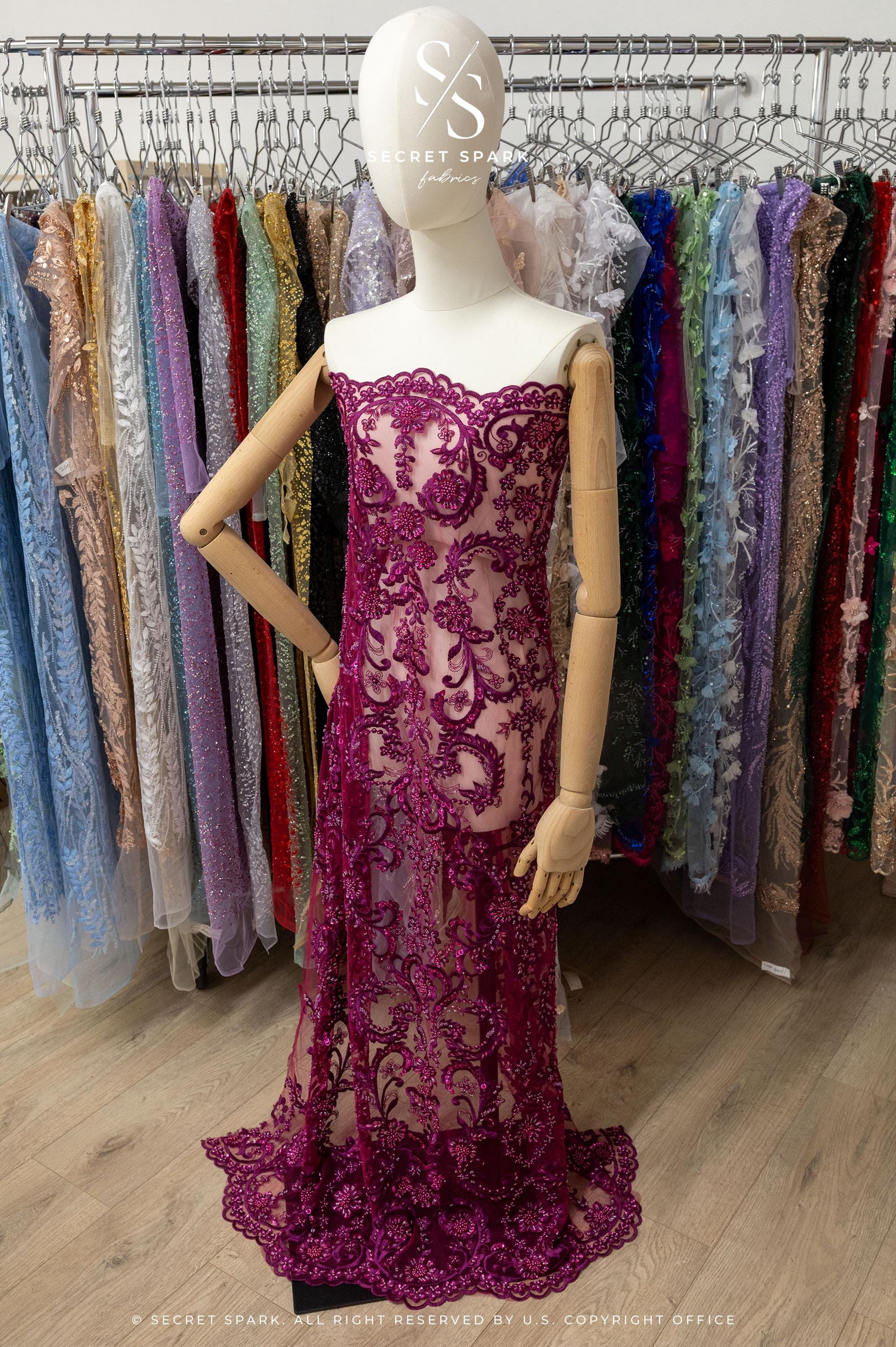 Royal Garden - Dark Magenta Baroque Floral Lace - Photo 4