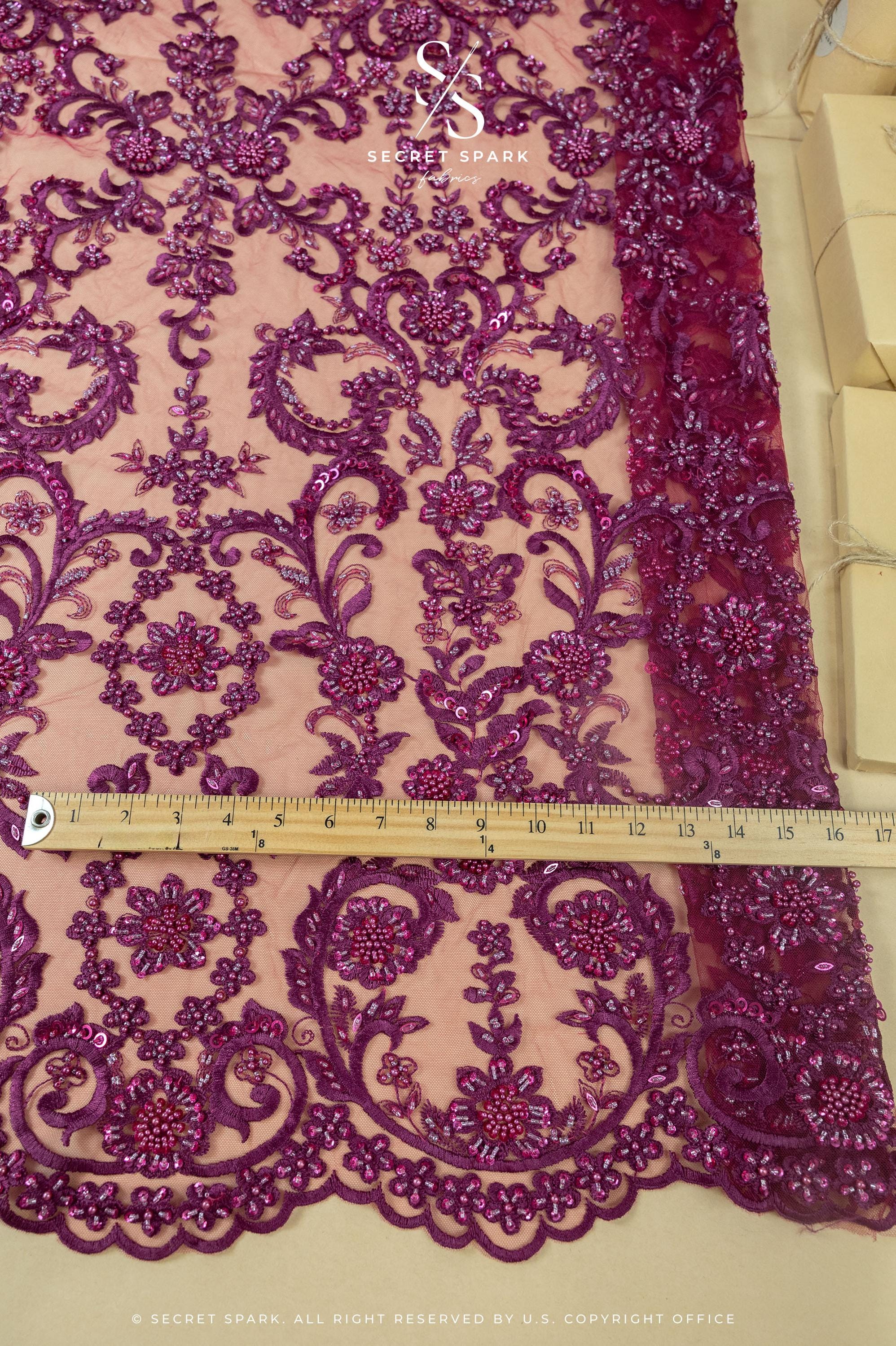 Royal Garden - Dark Magenta Baroque Floral Lace - Photo 6