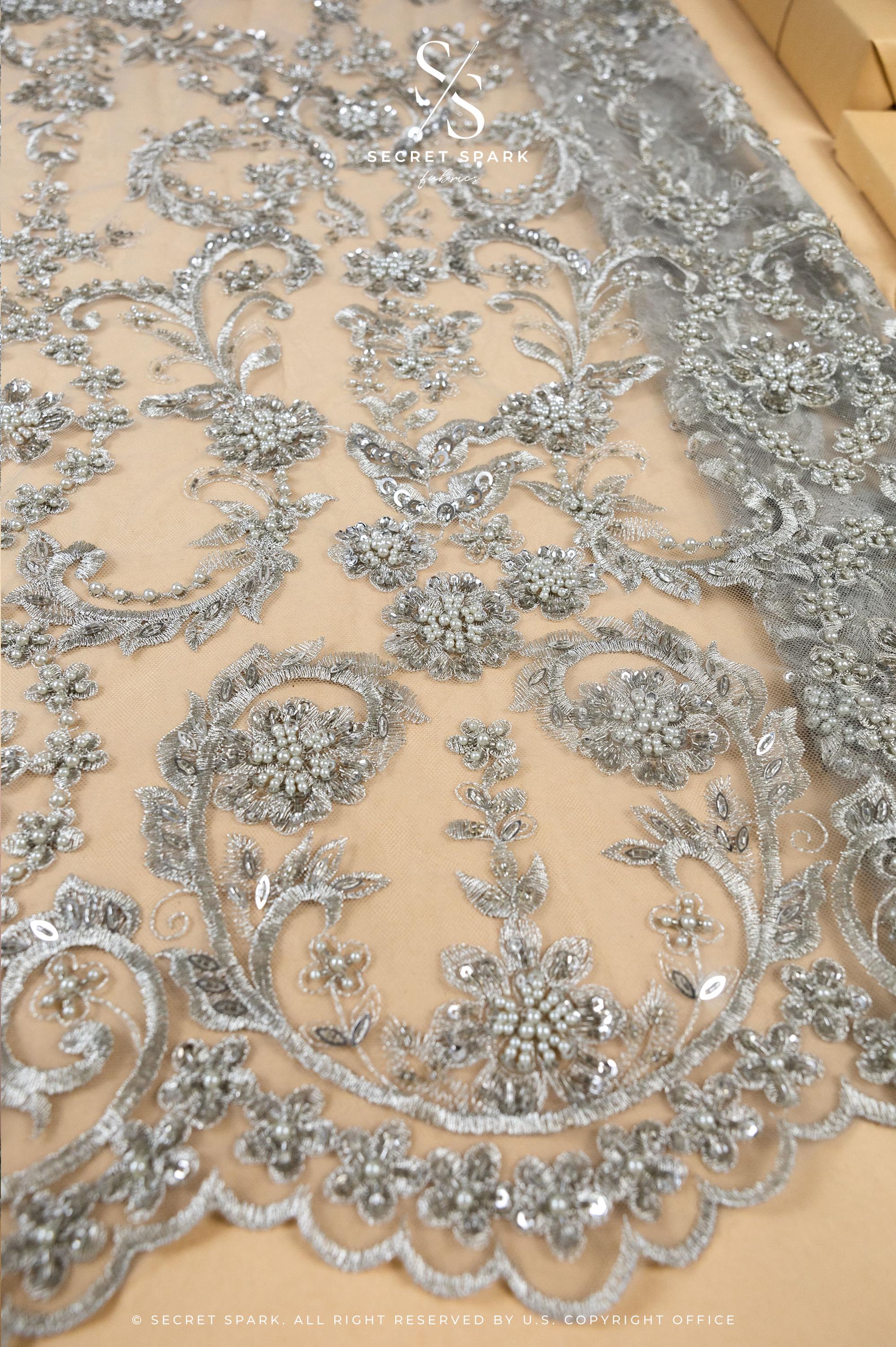 Royal Garden - Light Gray Baroque Floral Lace - Photo 1