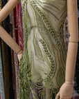 Forest Elven - Dark olive - NEW Lace Fabric – Beaded Botanical Leaf Embroidery, Woodland Sequin Mesh for Fantasy Dress, Couture Gown