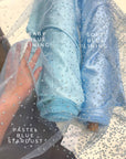 Stardust - Pastel Blue Ombre Crystal Tulle with Gradient Sparkle and Rhinestones on Mesh Luxury Bridal Fabric by the Yard