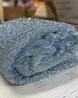 Stardust - Pastel Blue Ombre Crystal Tulle with Gradient Sparkle and Rhinestones on Mesh Luxury Bridal Fabric by the Yard