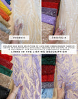 Crystalia - Champagne Beaded Tulle Lace for Bridal Dresses, Floral Sequin Mesh for Wedding Gowns, Elegant Embroidered Fabric by the Yard