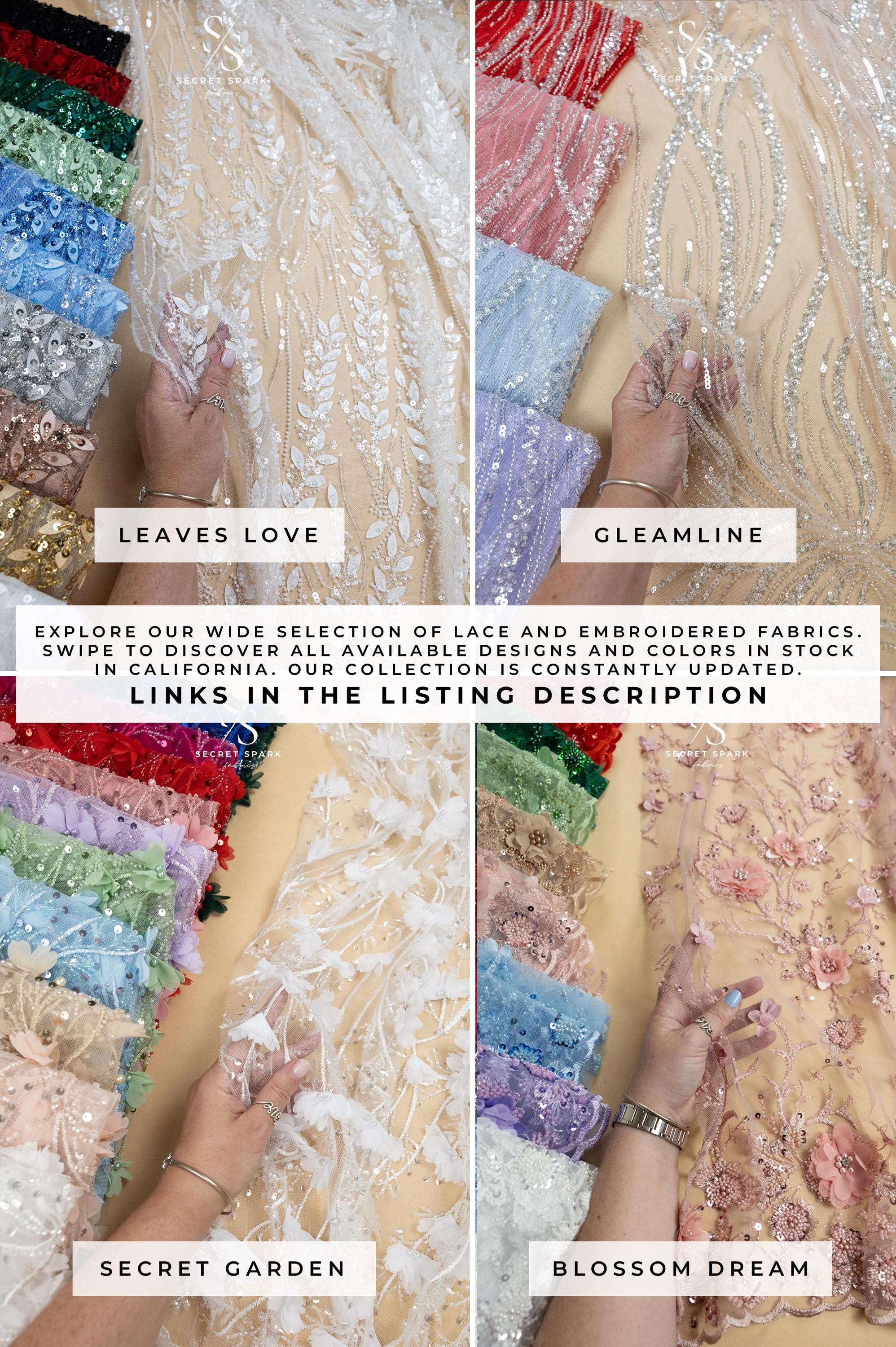 Coral Reef - Black Beaded Sea Theme Corals Lace Fabric with Sequins &amp; Pearls, Ocean-Inspired Tulle Mesh for Gowns, Couture Dresses