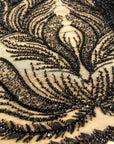 Lumiere - Black - Beaded Lace Fabric by the Yard - Flame-Like Feather Sequin Mesh Lace for Evening Dress, Gothic Gown