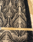 Lumiere - Black - Beaded Lace Fabric by the Yard - Flame-Like Feather Sequin Mesh Lace for Evening Dress, Gothic Gown